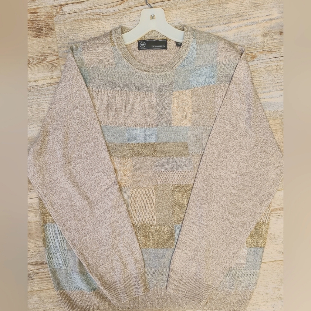 Weatherproof Men's Textured Crewnwck Sweater, Beige, Grey, Blue Size XXL